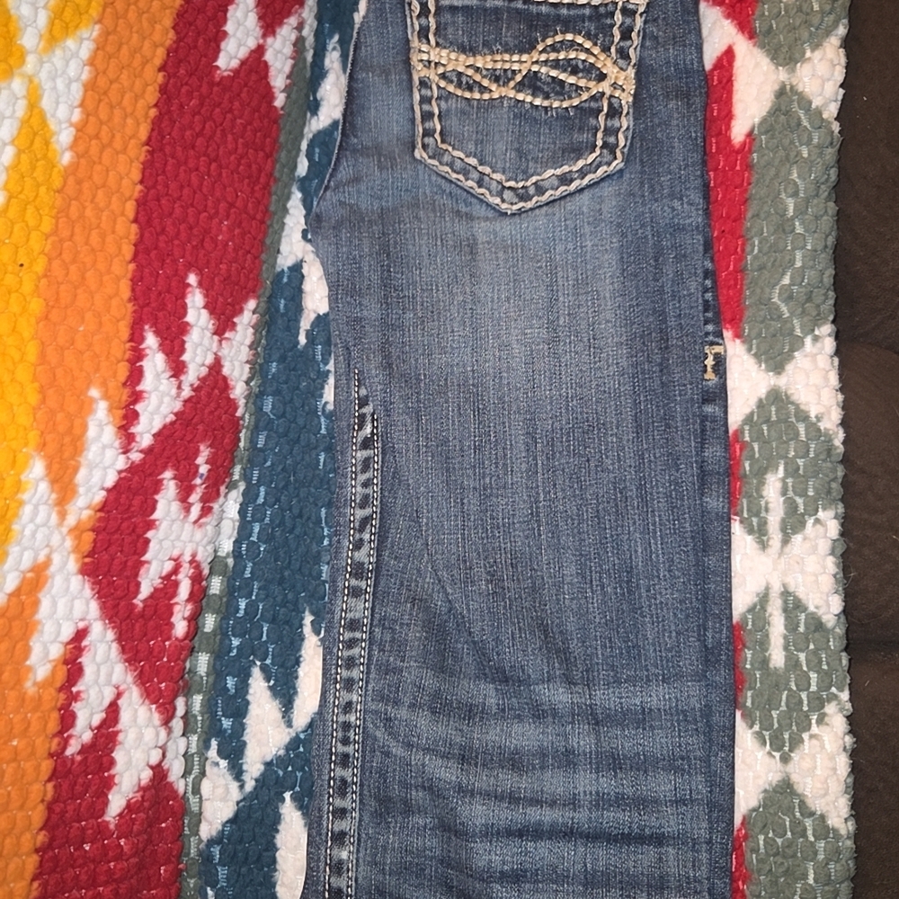 Cowgirl Tuff Kids Blue Jeans with Tan Stitching